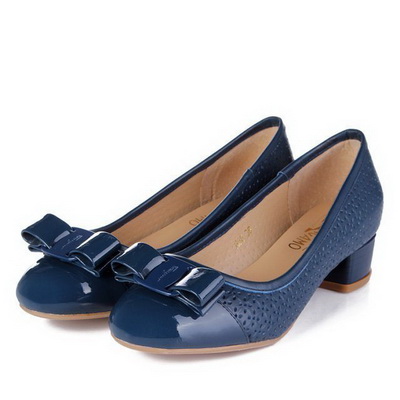 Ferragamo Shallow mouth Block heel Shoes Women--016